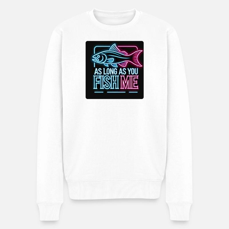 Solange du mich fischst Barsch Design - Männer Premium Bio Pullover - Weiß