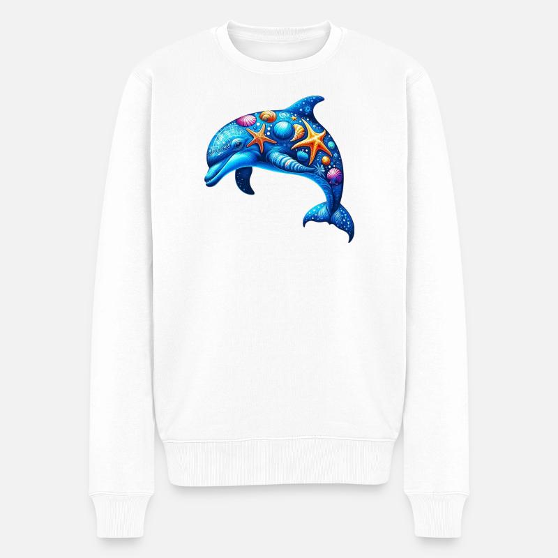 Delfin - Männer Premium Bio Pullover - Weiß
