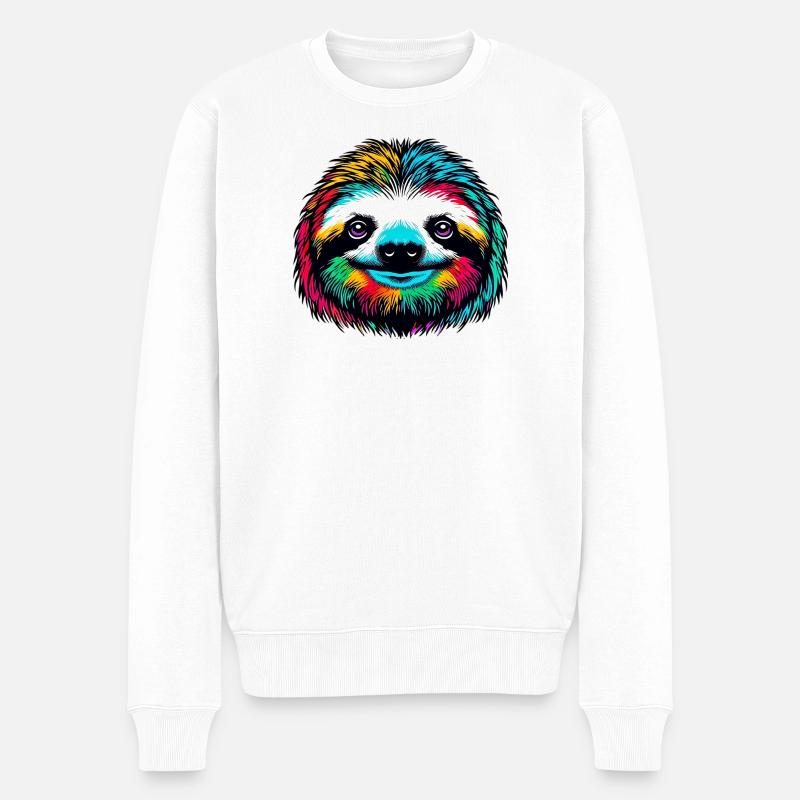 Faultier - Männer Premium Bio Pullover - Weiß