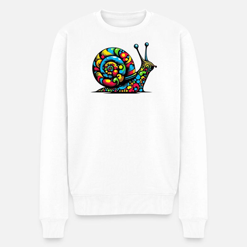 Schnecke - Männer Premium Bio Pullover - Weiß
