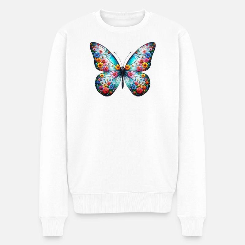 Schmetterling - Männer Premium Bio Pullover - Weiß