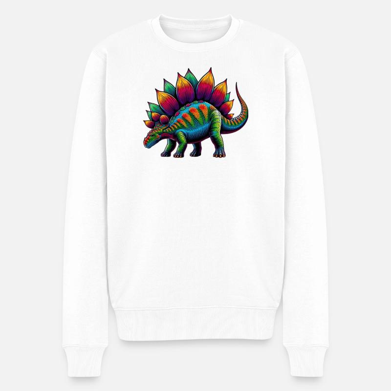 Dinosaurier - Männer Premium Bio Pullover - Weiß