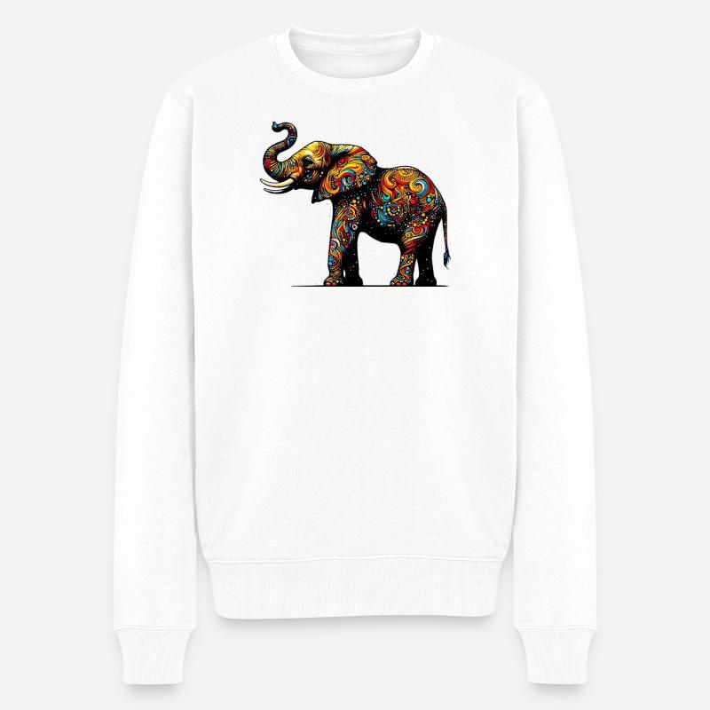 Elefant - Männer Premium Bio Pullover - Weiß