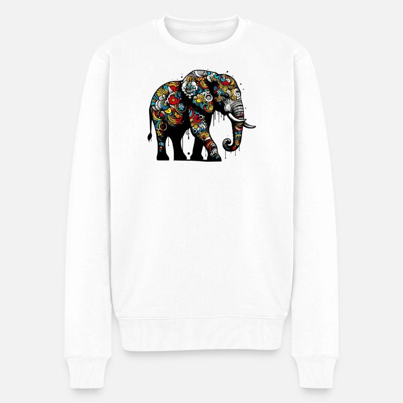 Elefant - Männer Premium Bio Pullover - Weiß