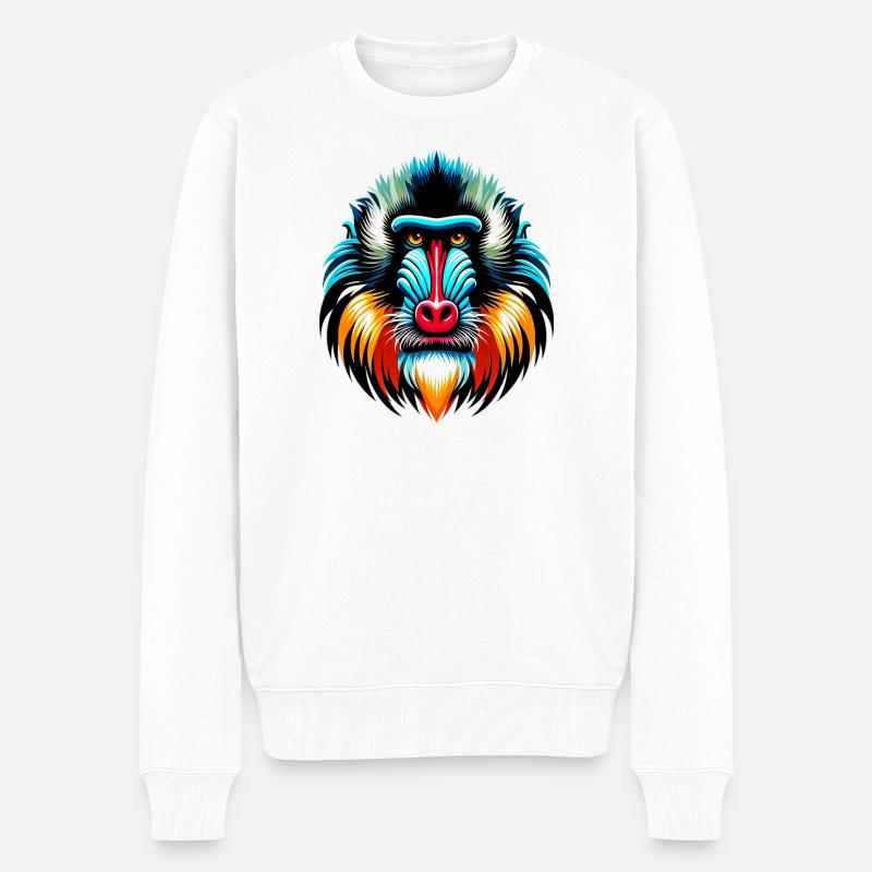 Mandrill-Affe - Männer Premium Bio Pullover - Weiß