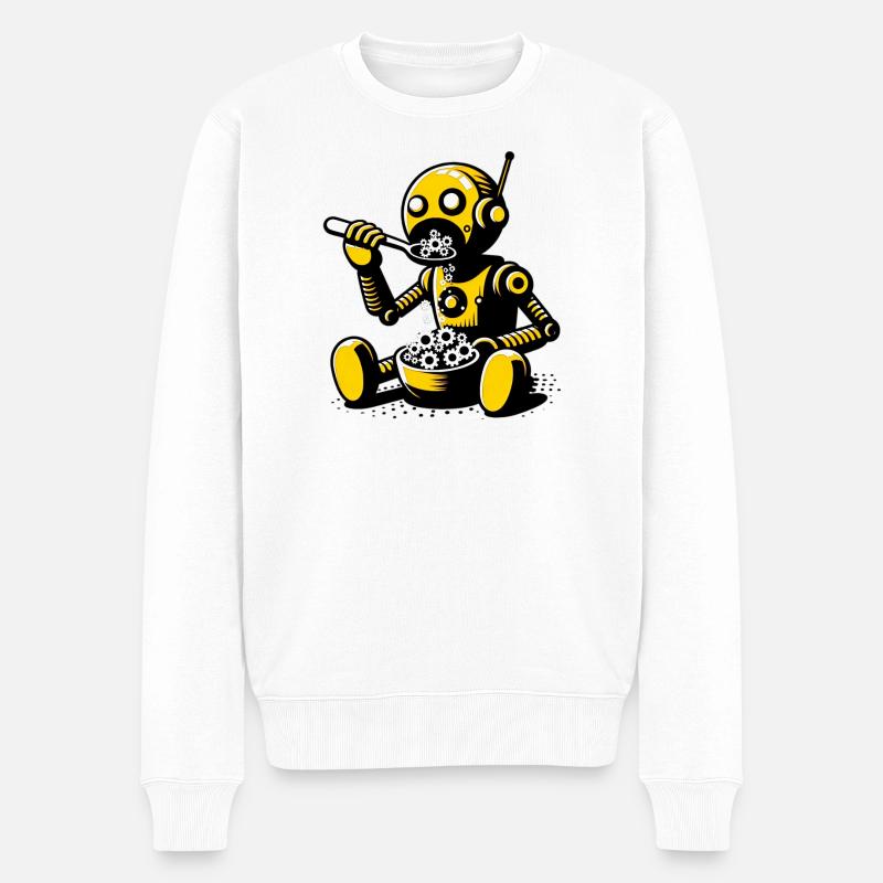 Außerirdischer außerirdischer Roboter - Männer Premium Bio Pullover - Weiß