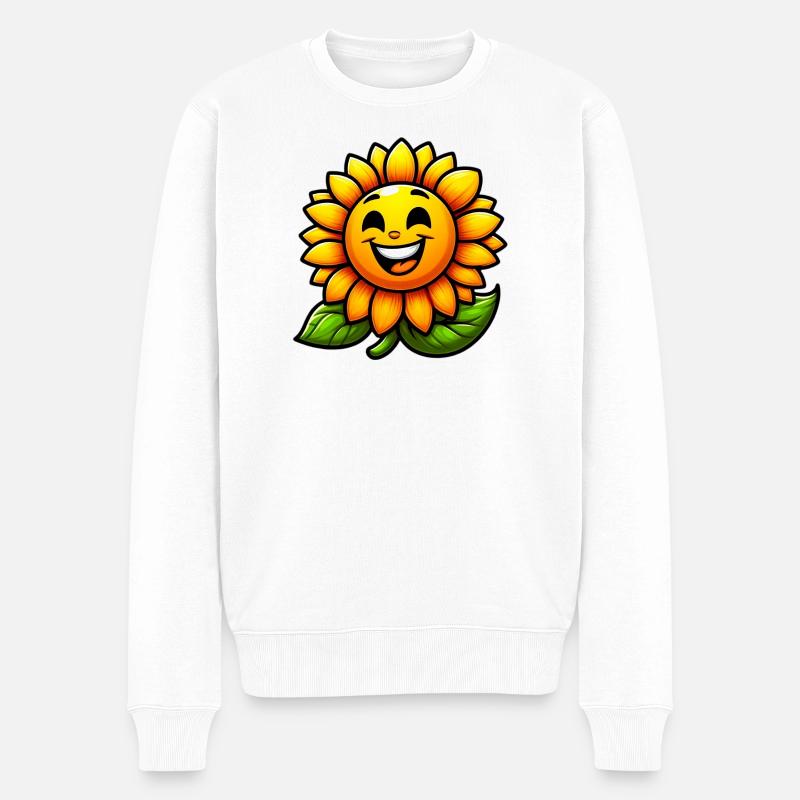 Sonnenblume - Männer Premium Bio Pullover - Weiß