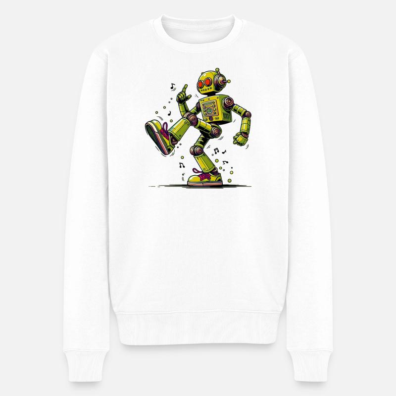 Außerirdischer außerirdischer Roboter tanzt - Männer Premium Bio Pullover - Weiß