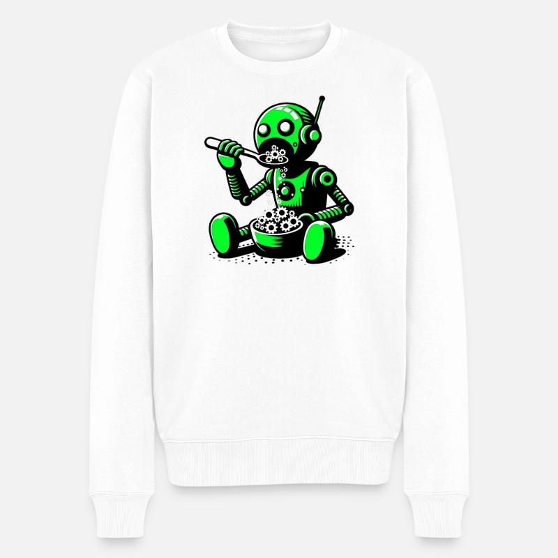 Außerirdischer außerirdischer Roboter - Männer Premium Bio Pullover - Weiß