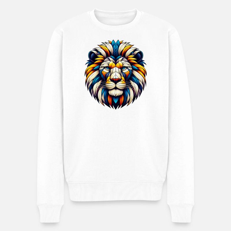 Löwe - Männer Premium Bio Pullover - Weiß