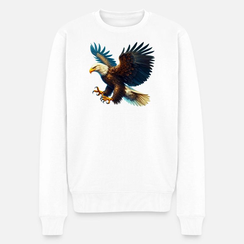 Adler - Männer Premium Bio Pullover - Weiß
