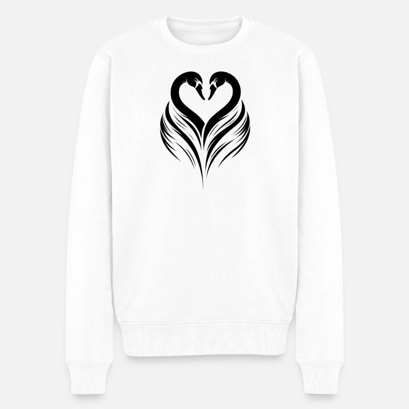 Schwanenherz Silhouette - Männer Premium Bio Pullover - Weiß