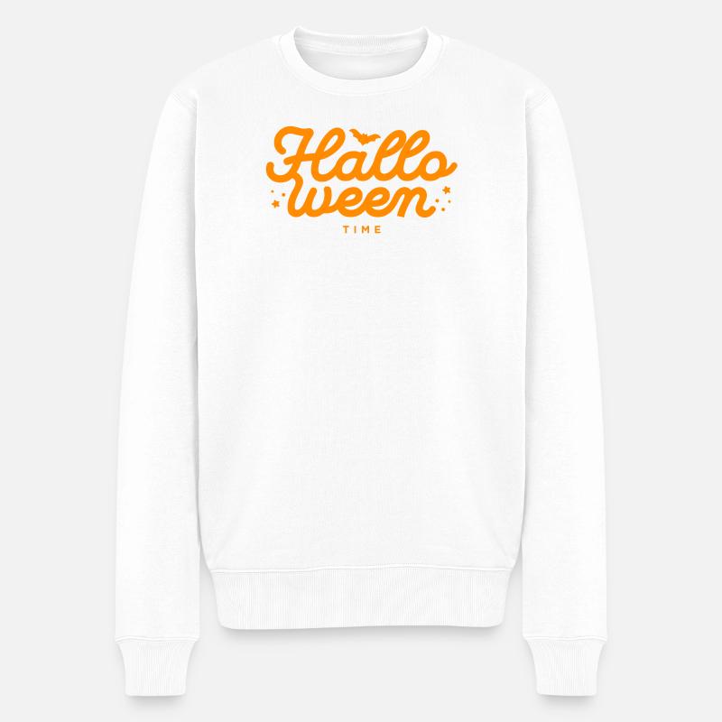 Halloween-Kranz Typografie Design - Männer Premium Bio Pullover - Weiß