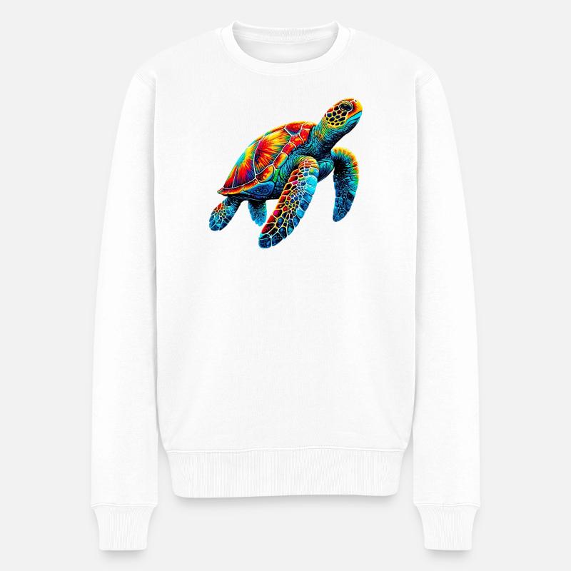 Schildkröte - Männer Premium Bio Pullover - Weiß