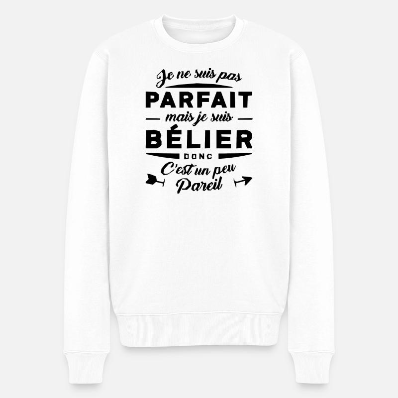 BELIER PARFAIT - Pull Premium bio Homme - blanc