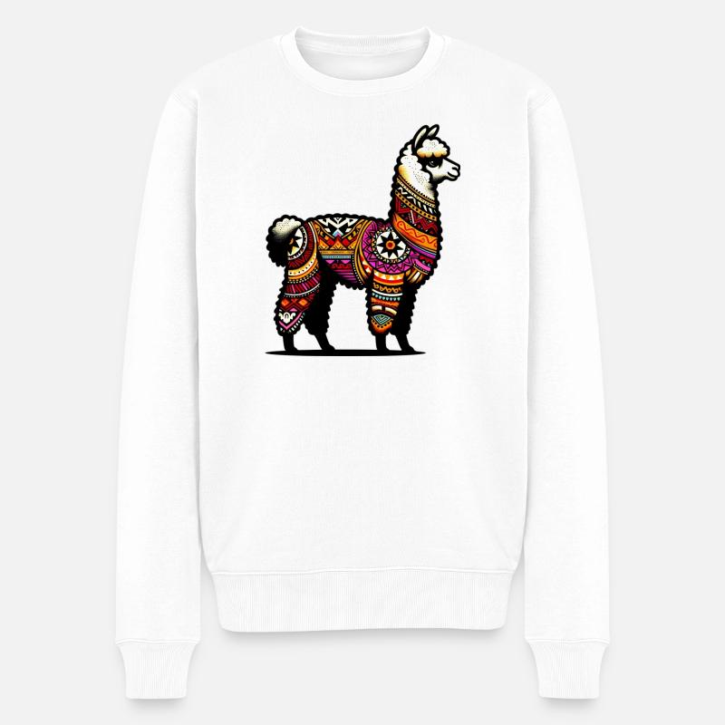 Alpaka - Männer Premium Bio Pullover - Weiß