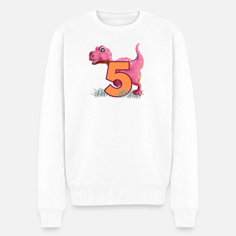 Nr.5 Dino - Männer Premium Bio Pullover - Weiß