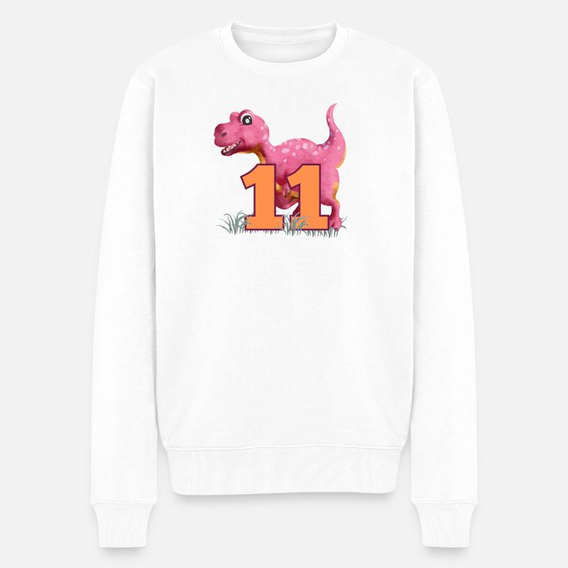 Nr.11 Dino - Männer Premium Bio Pullover - Weiß