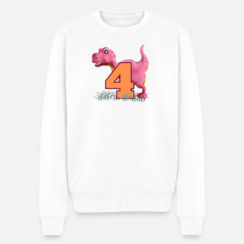 Nr.4 Dino - Männer Premium Bio Pullover - Weiß