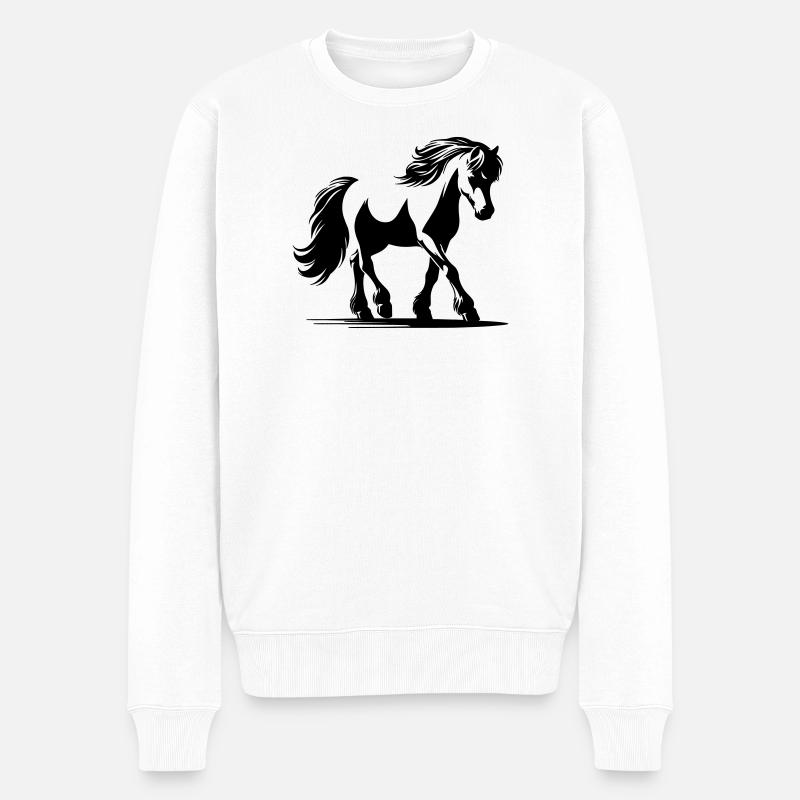 Cheval Poney de selle allemand - Pull Premium bio Homme - blanc