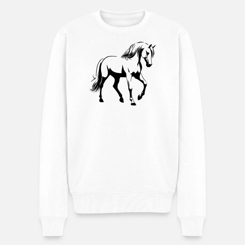 Cheval Arabe - Pull Premium bio Homme - blanc