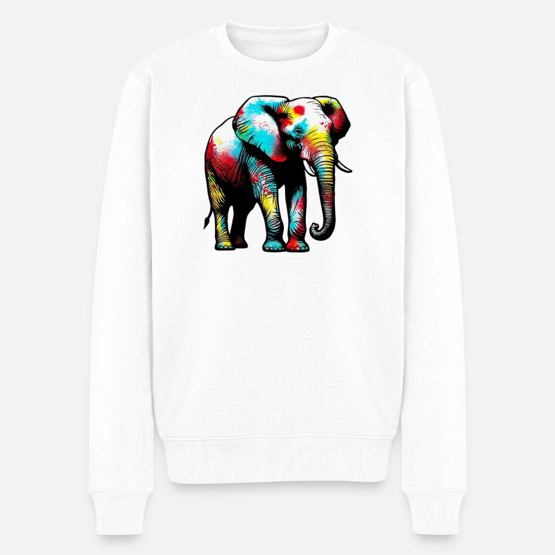 Elefant - Männer Premium Bio Pullover - Weiß