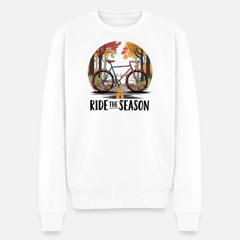 Scène de route cyclable d’automne - Pull Premium bio Homme - blanc