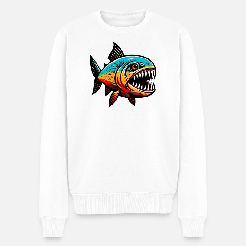 Piranha - Männer Premium Bio Pullover - Weiß