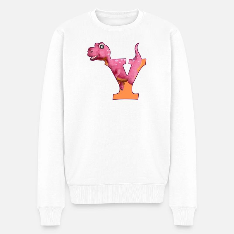 Y - DINOSAURIER, Personalisierbar - Männer Premium Bio Pullover - Weiß