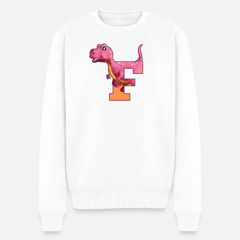 F - DINOSAURIER, Personalisierbar - Männer Premium Bio Pullover - Weiß