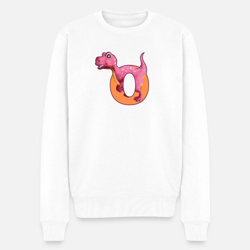 O - DINOSAURIER, Personalisierbar - Männer Premium Bio Pullover - Weiß
