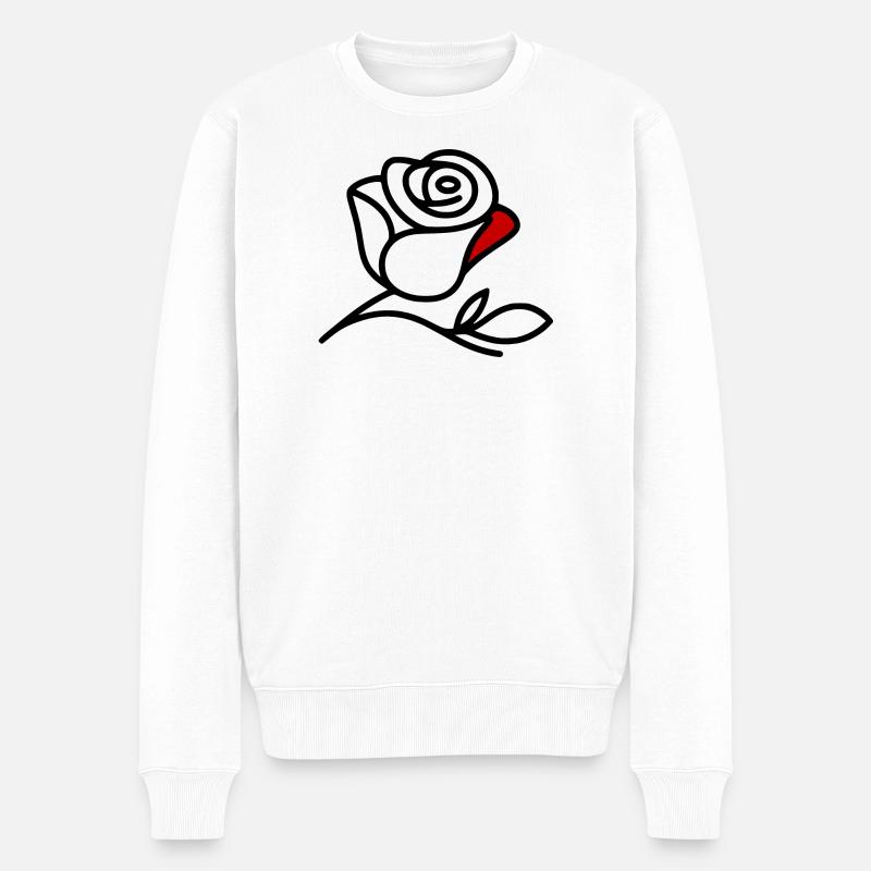 Rose minimaliste - Pull Premium bio Homme - blanc
