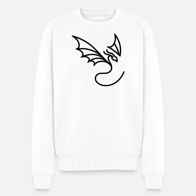 Fliegender Drache in Lineart - Männer Premium Bio Pullover - Weiß