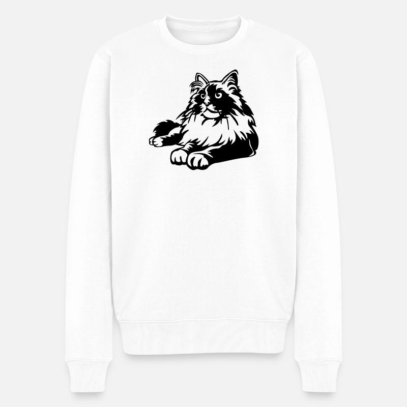Chat Ragdoll - Pull Premium bio Homme - blanc