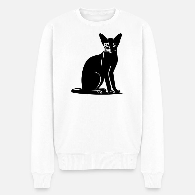 Chat abyssin - Pull Premium bio Homme - blanc