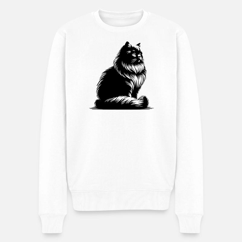 Chat britannique à poil long - Pull Premium bio Homme - blanc