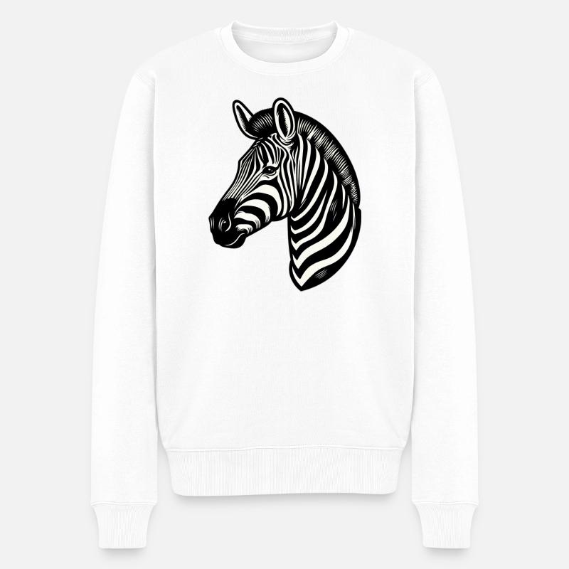 Zebra - Männer Premium Bio Pullover - Weiß
