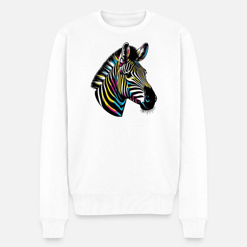 Zebra - Männer Premium Bio Pullover - Weiß