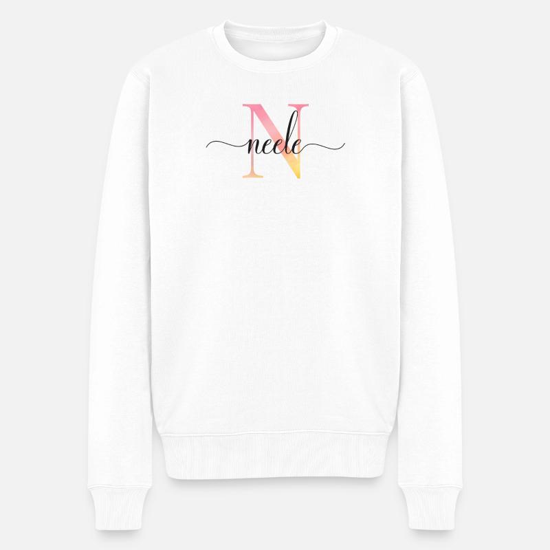 N | Monogramme | Nom | Neele|Aquarelle - Pull Premium bio Homme - blanc