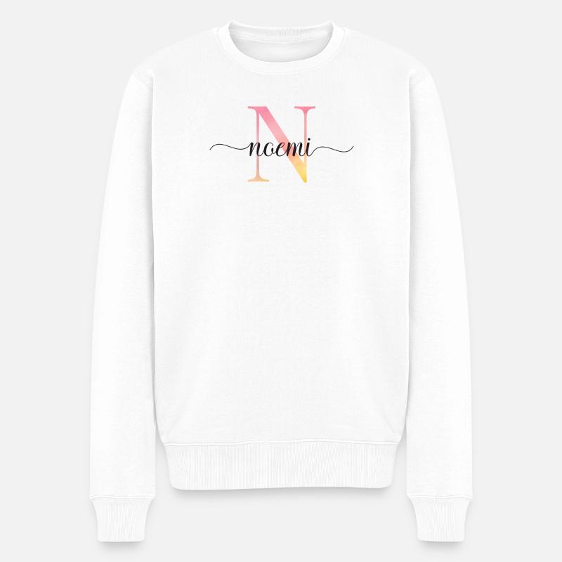 N | Monogramme | Nom | Noemi |Aquarelle - Pull Premium bio Homme - blanc