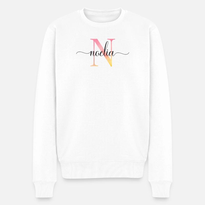 N | Monogramme | Nom | Noelia |Aquarelle - Pull Premium bio Homme - blanc