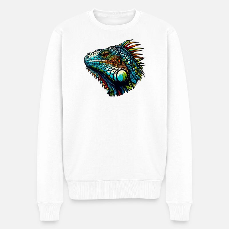 Leguan - Männer Premium Bio Pullover - Weiß