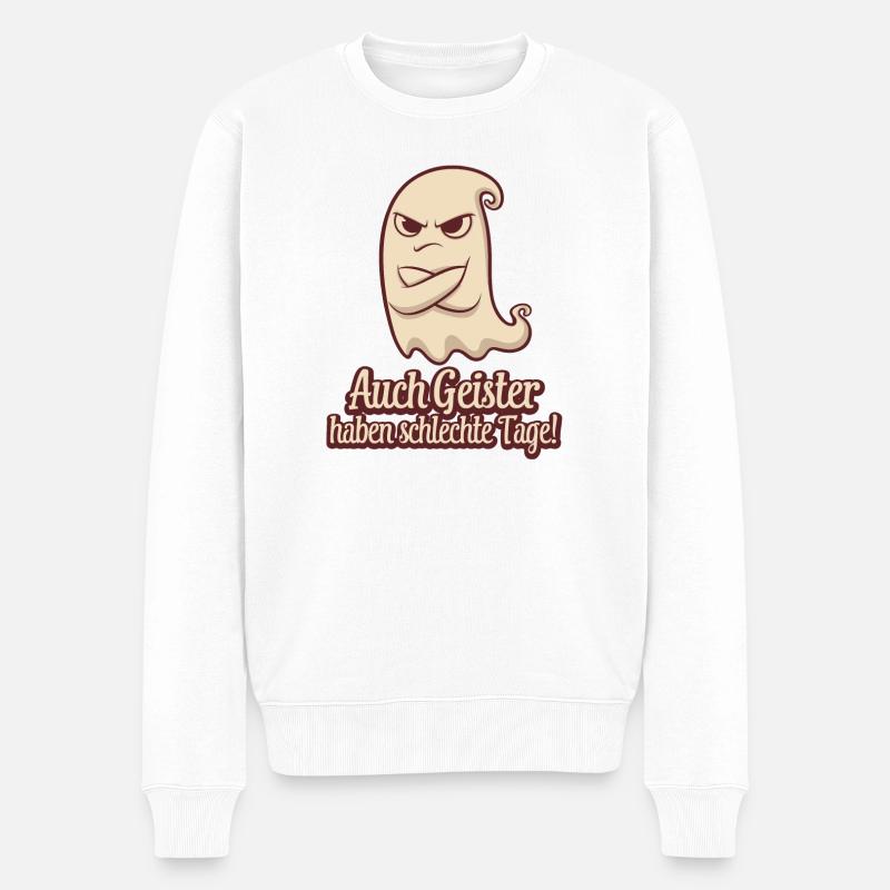 Grimmiger Geist Spruch Shirt - Männer Premium Bio Pullover - Weiß