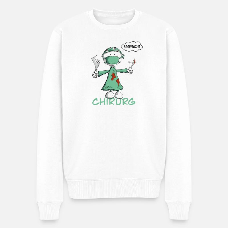Chirurg Abgemacht Strichmännchen Cartoon - Männer Premium Bio Pullover - Weiß