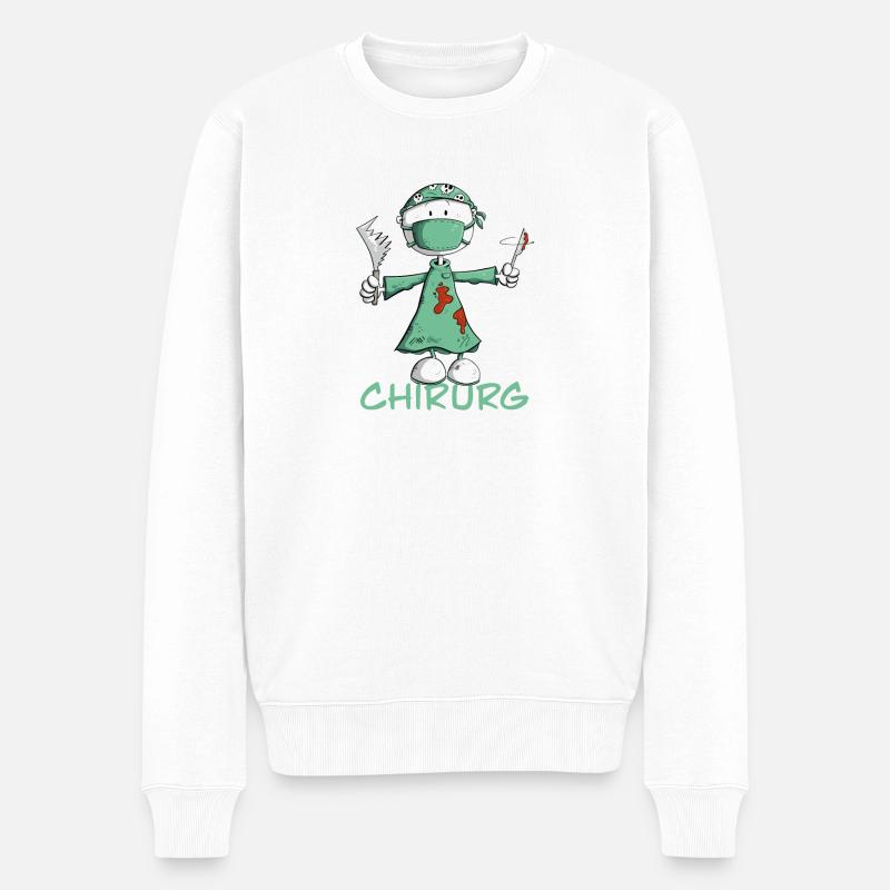 Chirurg Strichmännchen Cartoon - Männer Premium Bio Pullover - Weiß