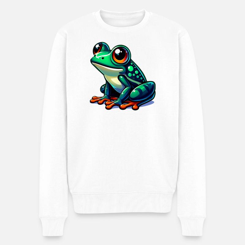 Frosch - Männer Premium Bio Pullover - Weiß