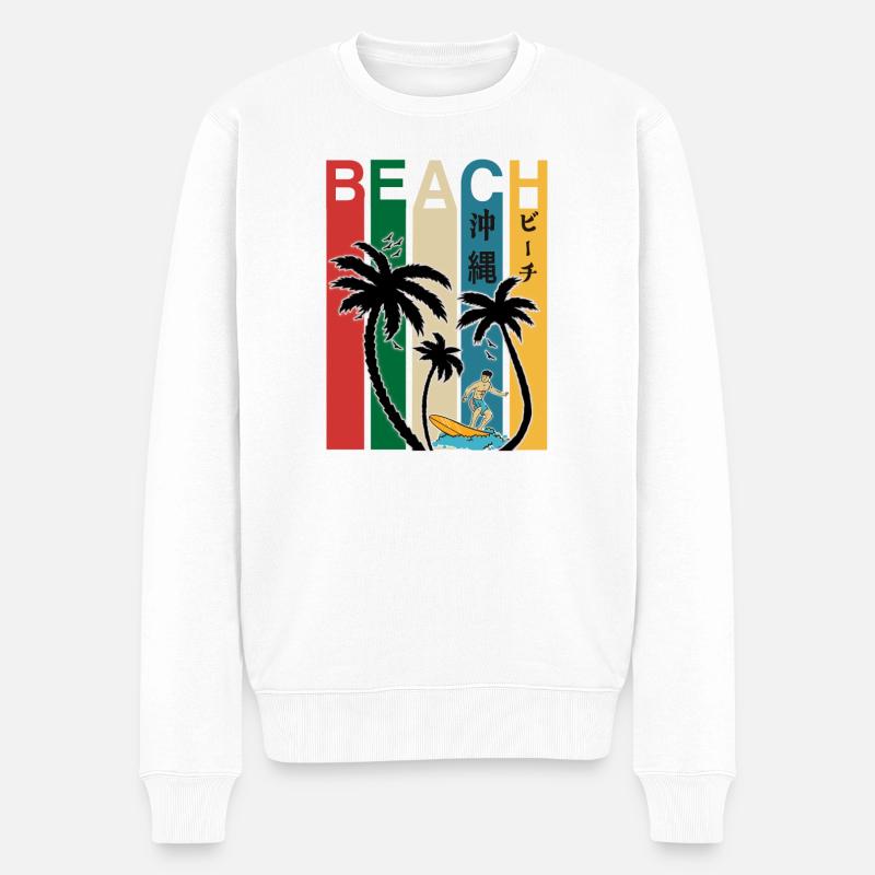 Okinawa Japan Beach Fun - Männer Premium Bio Pullover - Weiß