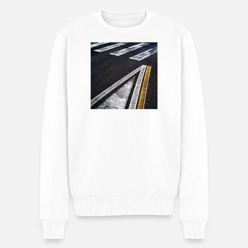 Straßenzeichnungen - Männer Premium Bio Pullover - Weiß