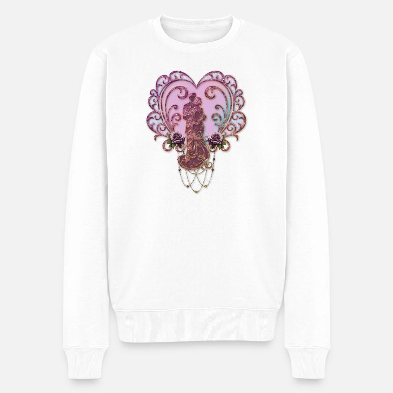 In der Umarmung des Herzens. - Männer Premium Bio Pullover - Weiß