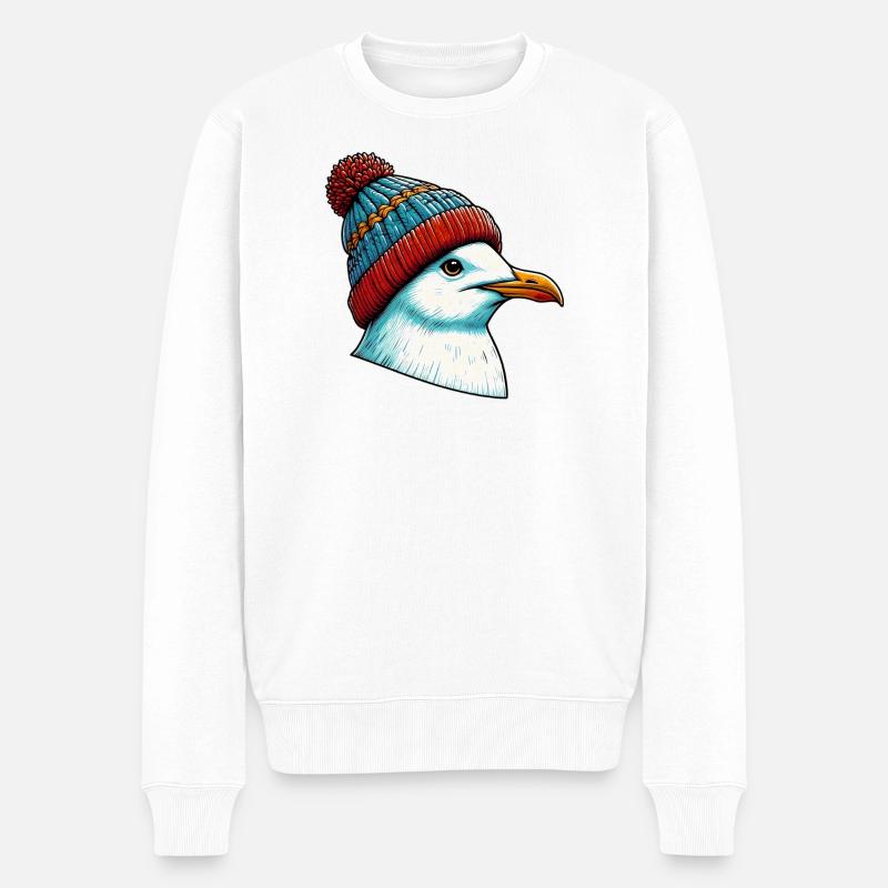 Möwe - Männer Premium Bio Pullover - Weiß